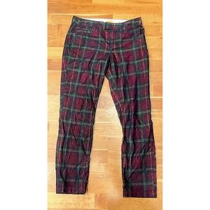 pilcro Anthropologie Women’s 28 Fit/hyphen Green Red Corduroy Plaid Pants